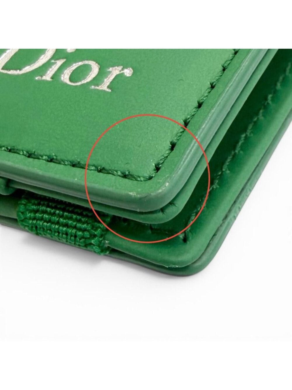 Dior Magic Wallet Calfskin Leather Clover Embossed Bifold Card Case Green - Picture 11 of 11
